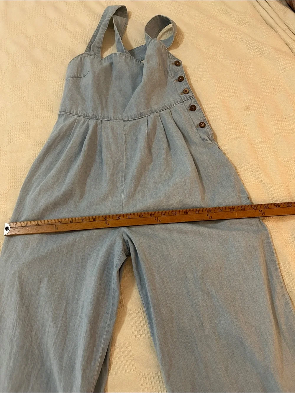 Free People Fara Jumpsuit in a light denim chambray wash size 2